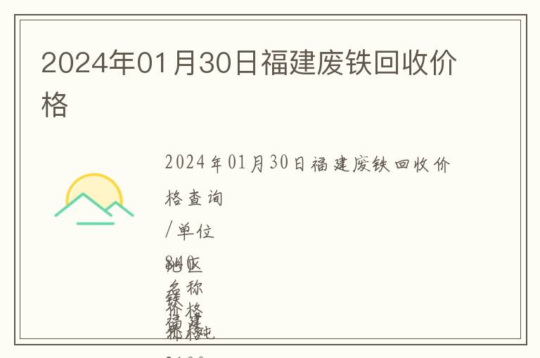 2024年01月30日福建废铁回收价格