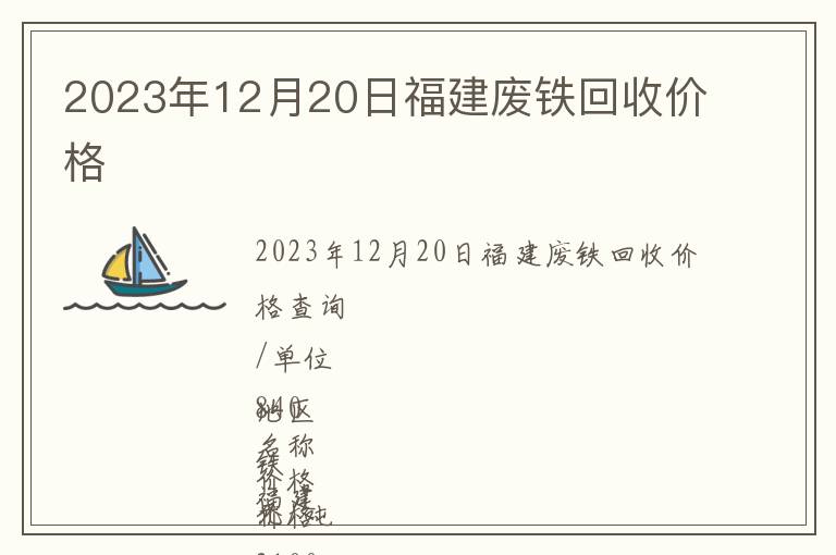 2023年12月20日福建废铁回收价格