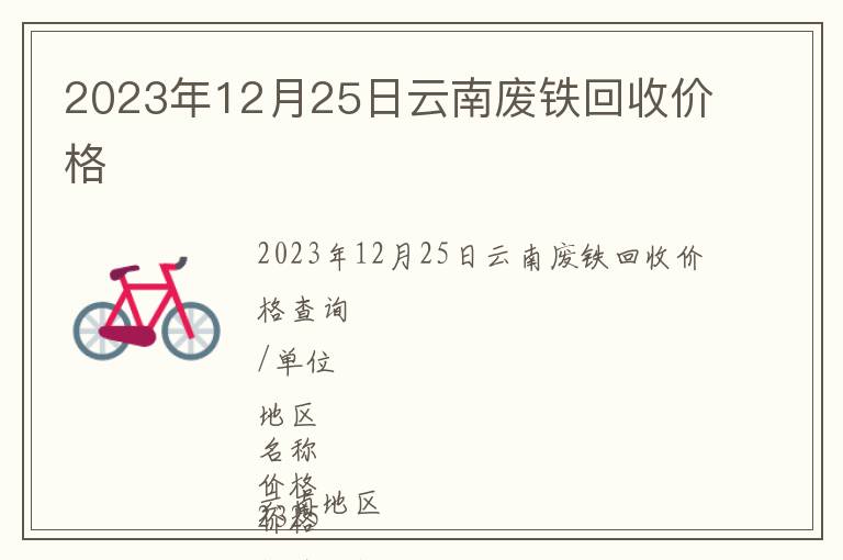 2023年12月25日云南废铁回收价格
