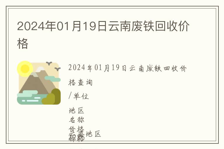 2024年01月19日云南废铁回收价格