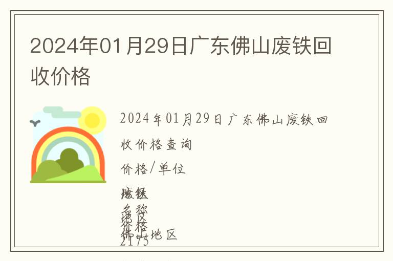 2024年01月29日广东佛山废铁回收价格