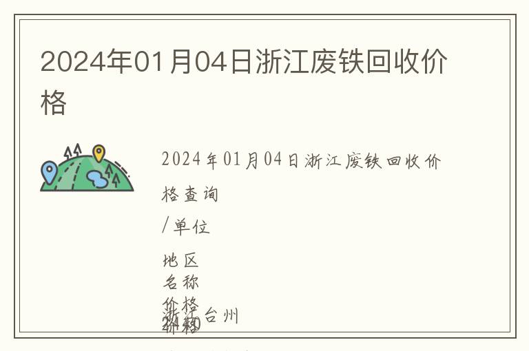 2024年01月04日浙江废铁回收价格