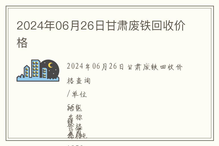 2024年06月26日甘肃废铁回收价格