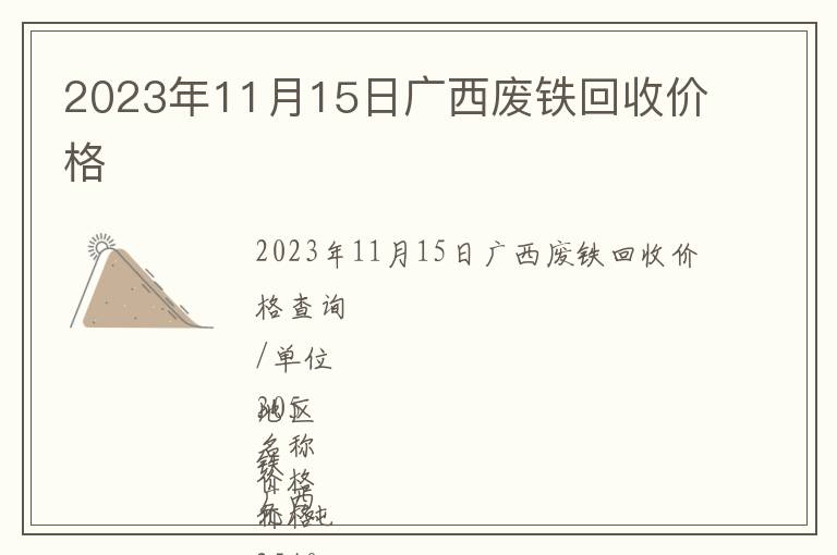 2023年11月15日广西废铁回收价格
