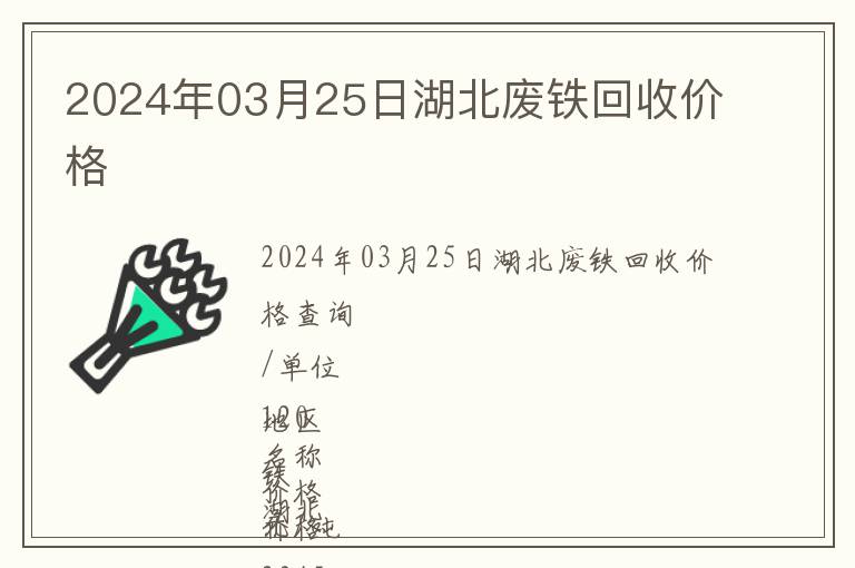 2024年03月25日湖北废铁回收价格