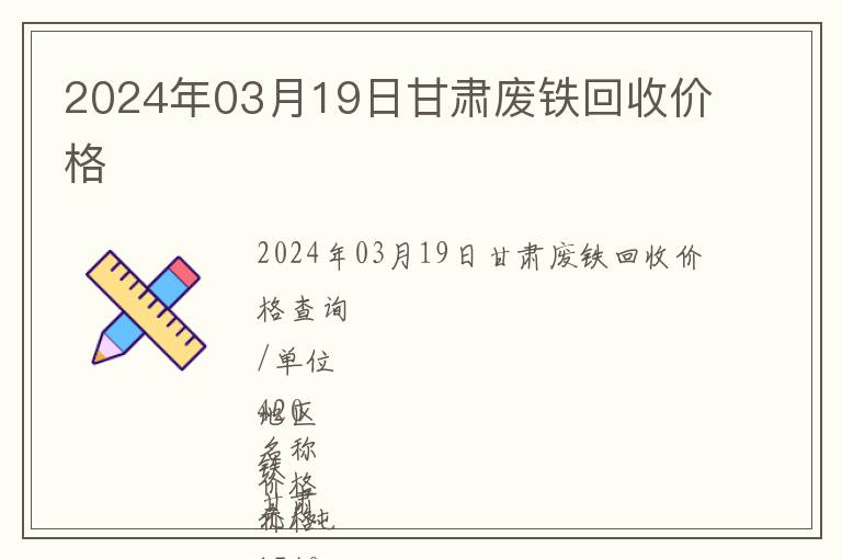 2024年03月19日甘肃废铁回收价格