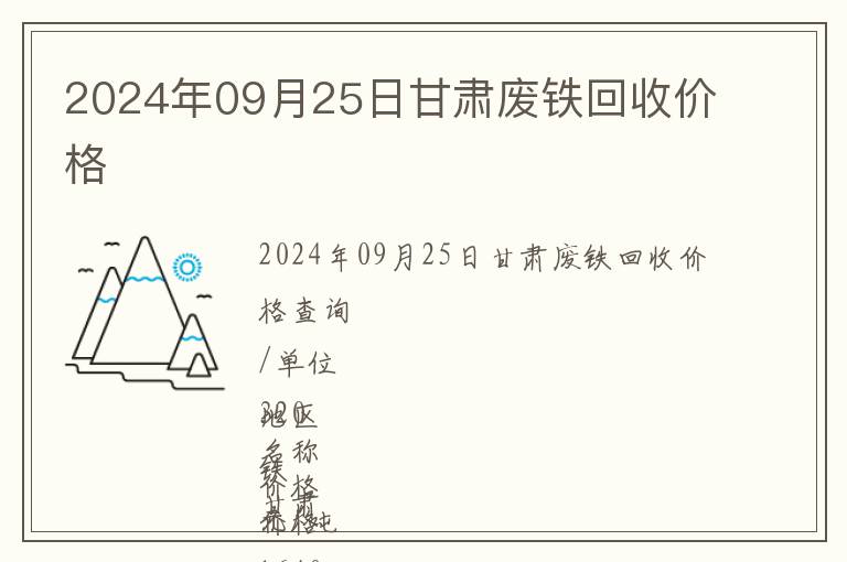 2024年09月25日甘肃废铁回收价格