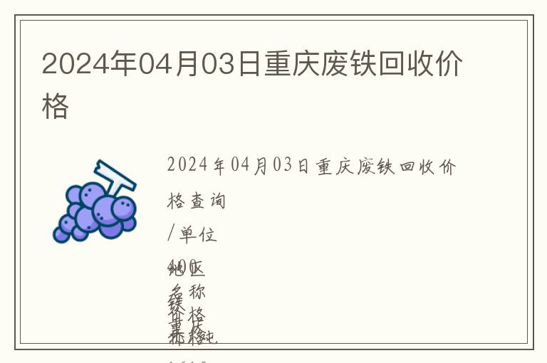 2024年04月03日重庆废铁回收价格