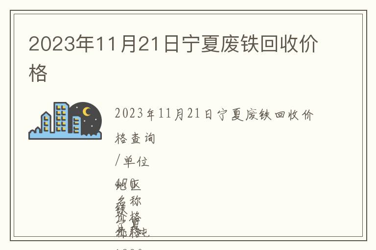 2023年11月21日宁夏废铁回收价格