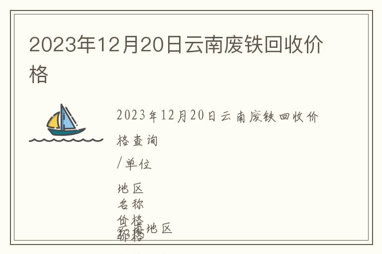 2023年12月20日云南废铁回收价格