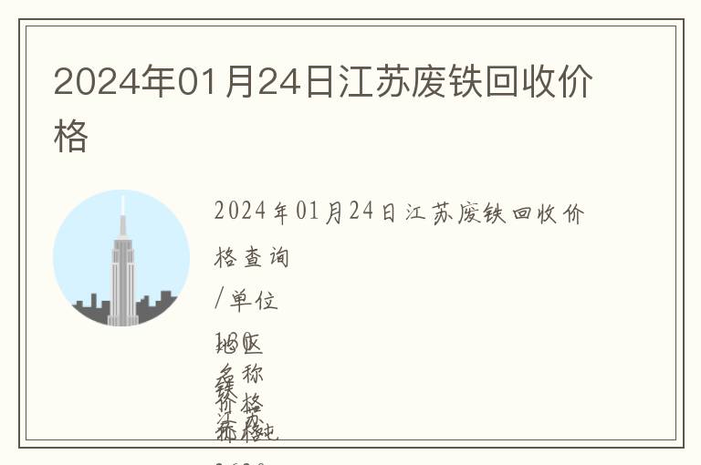 2024年01月24日江苏废铁回收价格