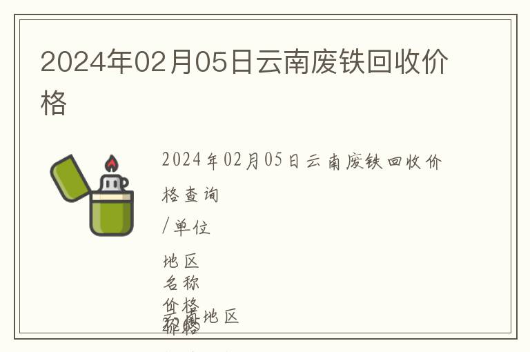 2024年02月05日云南废铁回收价格