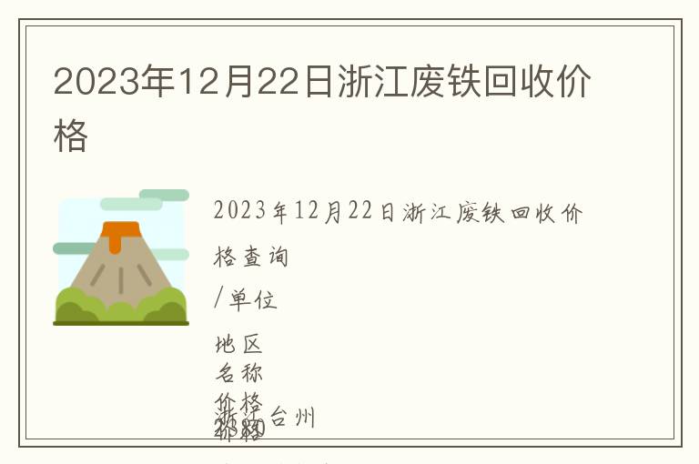 2023年12月22日浙江废铁回收价格