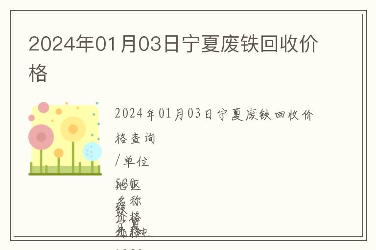 2024年01月03日宁夏废铁回收价格