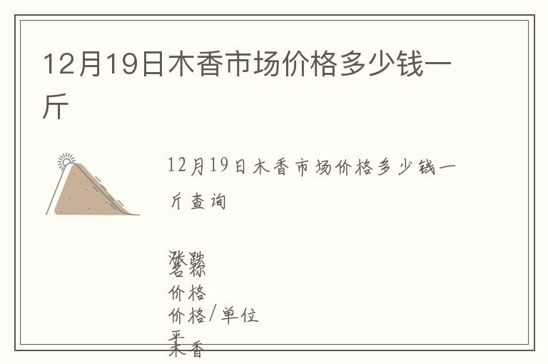 12月19日木香市场价格多少钱一斤