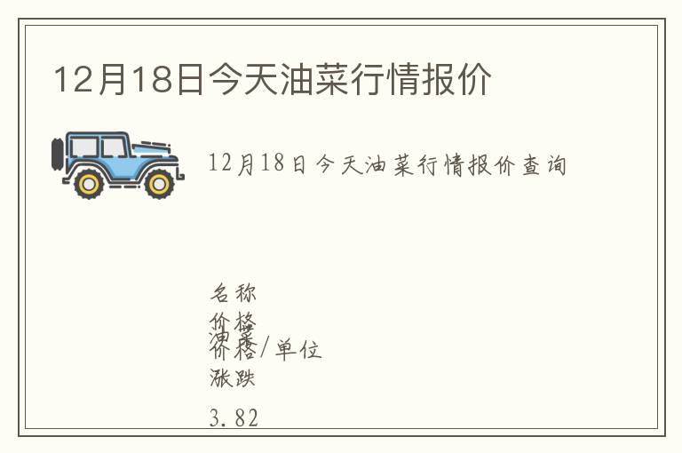 12月18日今天油菜行情报价