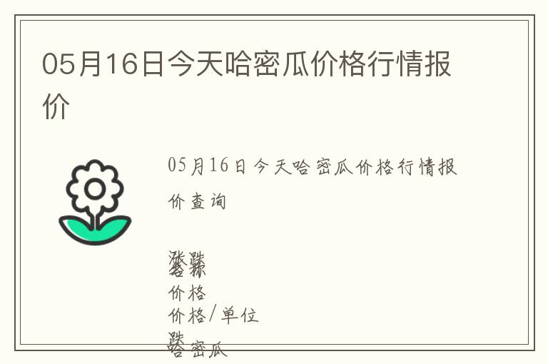 05月16日今天哈密瓜价格行情报价