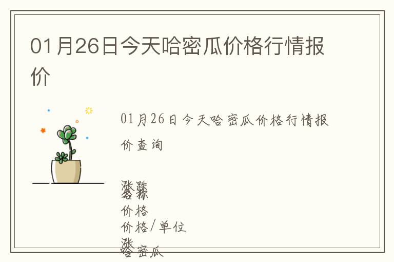 01月26日今天哈密瓜价格行情报价