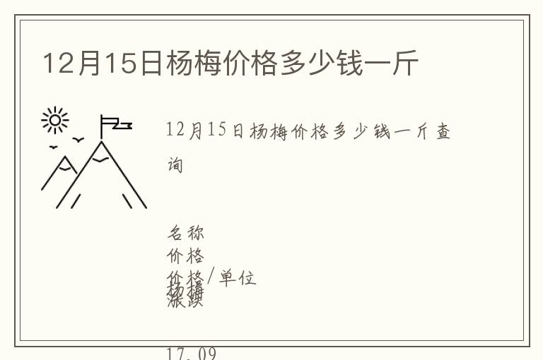 12月15日杨梅价格多少钱一斤