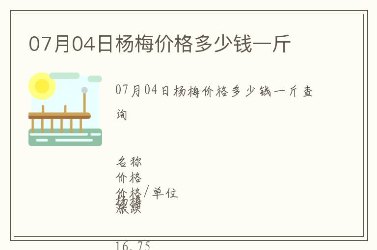 07月04日杨梅价格多少钱一斤