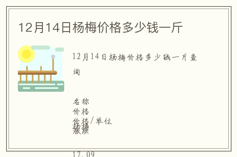 12月14日杨梅价格多少钱一斤
