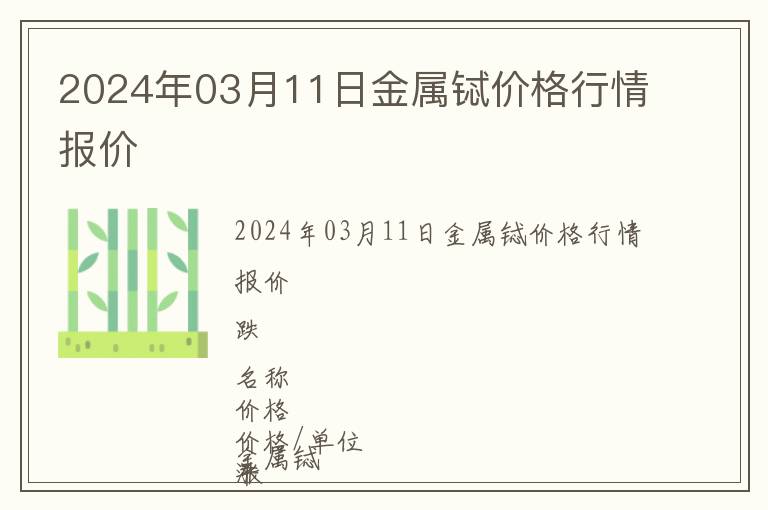 2024年03月11日金属铽价格行情报价