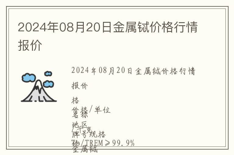 2024年08月20日金属铽价格行情报价