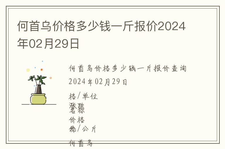 何首乌价格多少钱一斤报价2024年02月29日