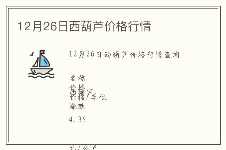 12月26日西葫芦价格行情