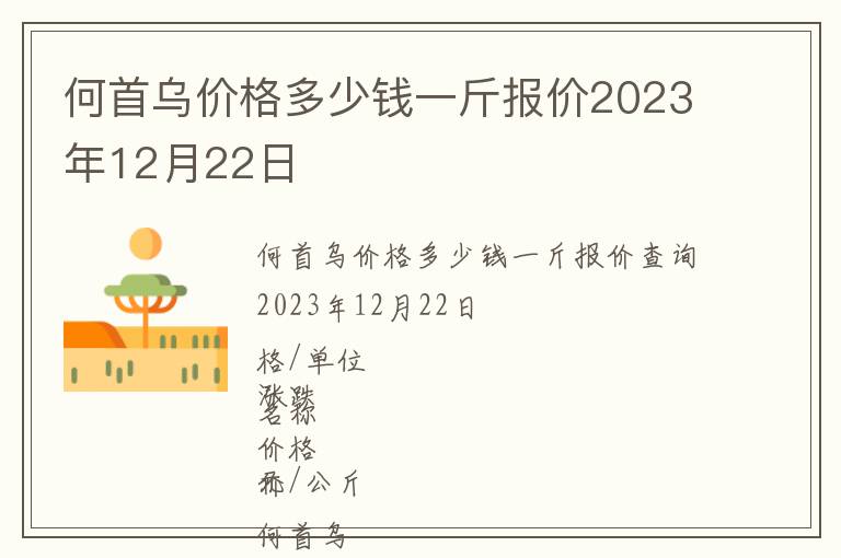 何首乌价格多少钱一斤报价2023年12月22日