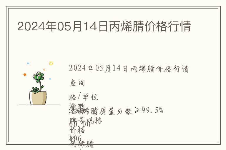 2024年05月14日丙烯腈价格行情