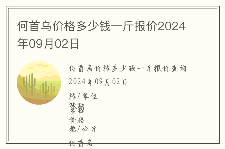 何首乌价格多少钱一斤报价2024年09月02日