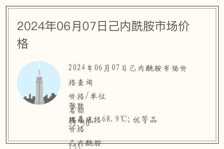 2024年06月07日己内酰胺市场价格