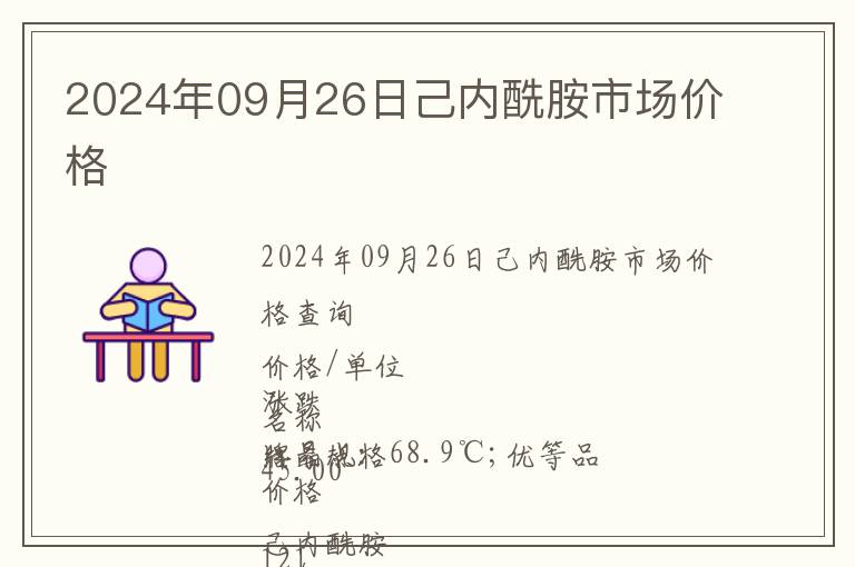 2024年09月26日己内酰胺市场价格