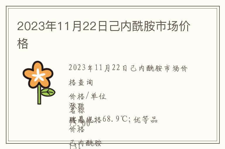 2023年11月22日己内酰胺市场价格