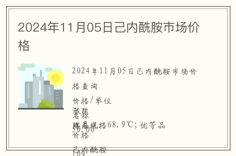 2024年11月05日己内酰胺市场价格