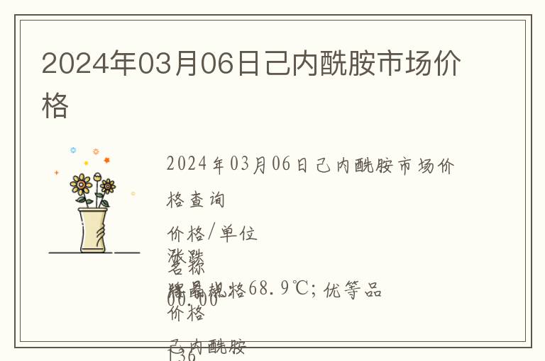 2024年03月06日己内酰胺市场价格