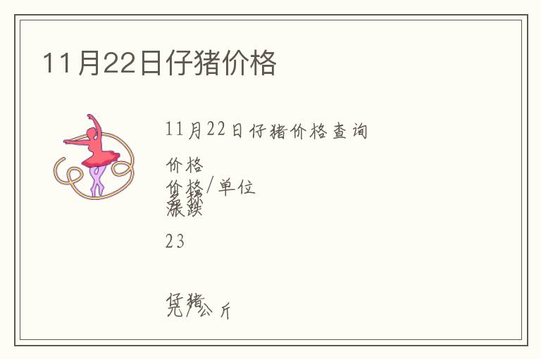 11月22日仔猪价格