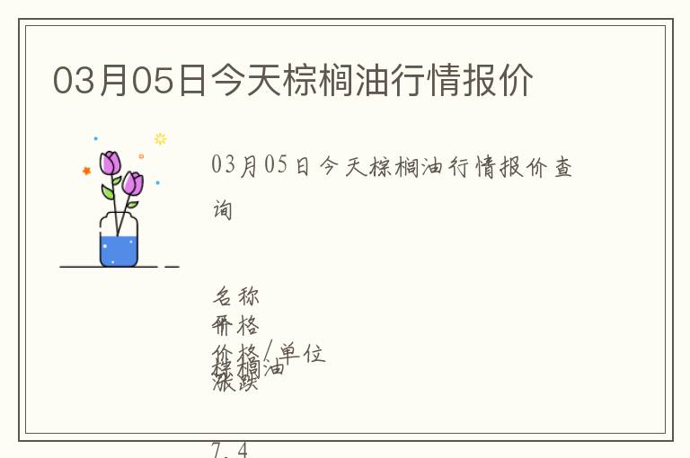 03月05日今天棕榈油行情报价