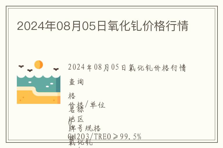 2024年08月05日氧化钆价格行情