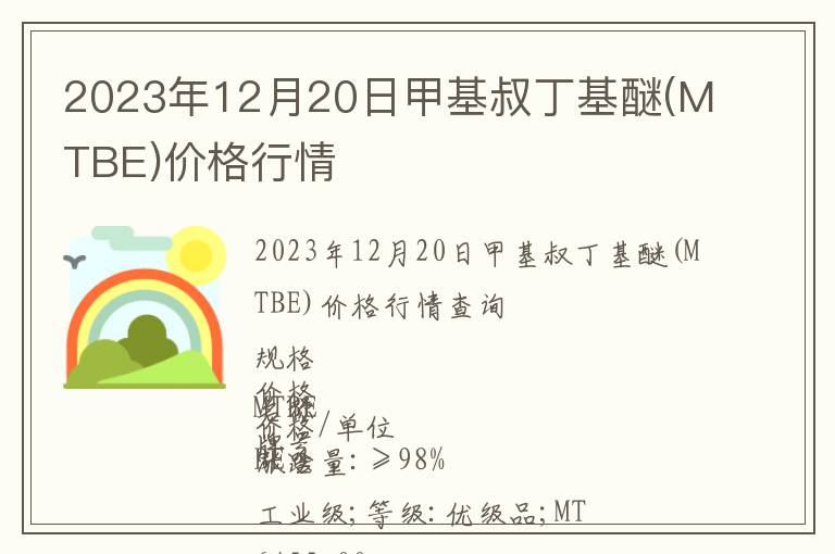 2023年12月20日甲基叔丁基醚(MTBE)价格行情