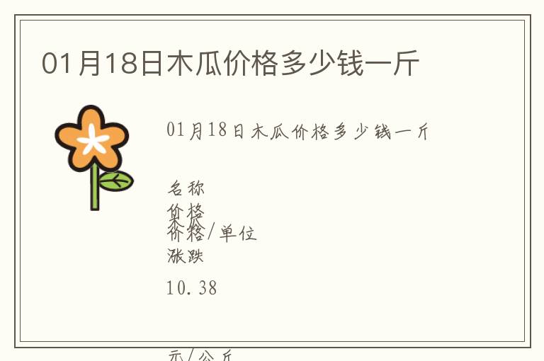 01月18日木瓜价格多少钱一斤