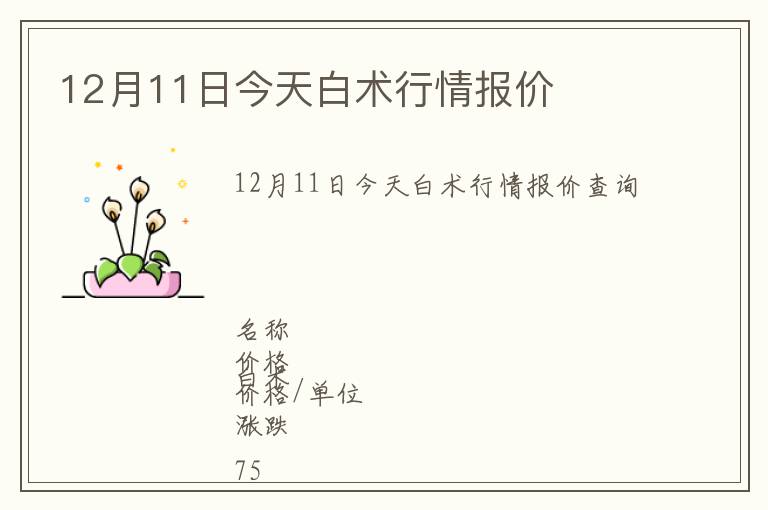 12月11日今天白术行情报价