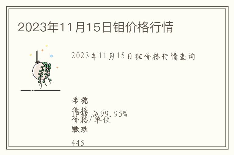 2023年11月15日钼价格行情