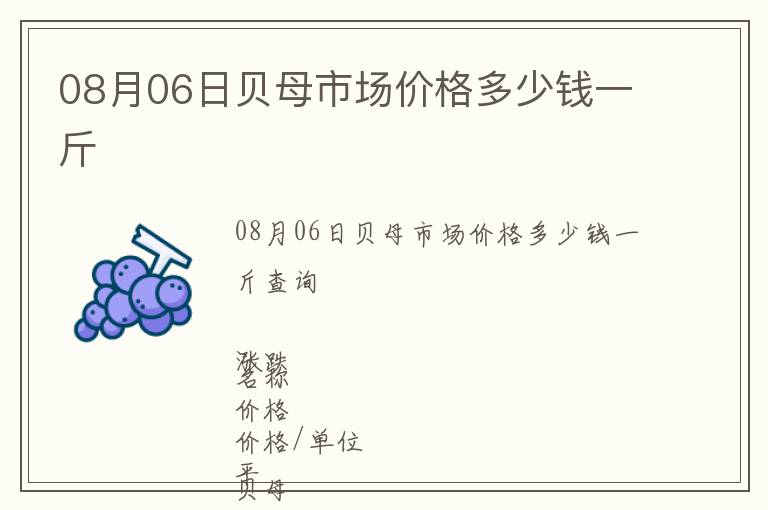 08月06日贝母市场价格多少钱一斤