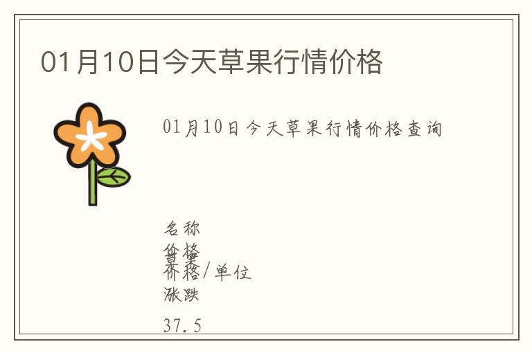 01月10日今天草果行情价格