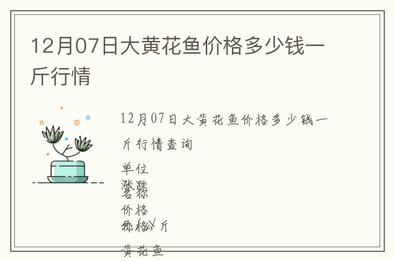 12月07日大黄花鱼价格多少钱一斤行情