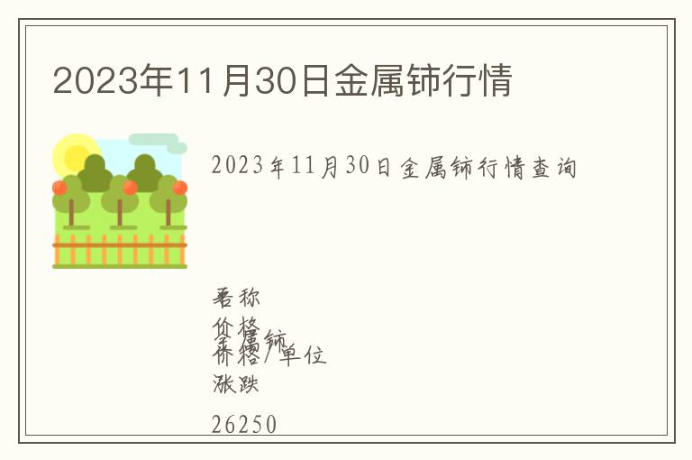 2023年11月30日金属铈行情