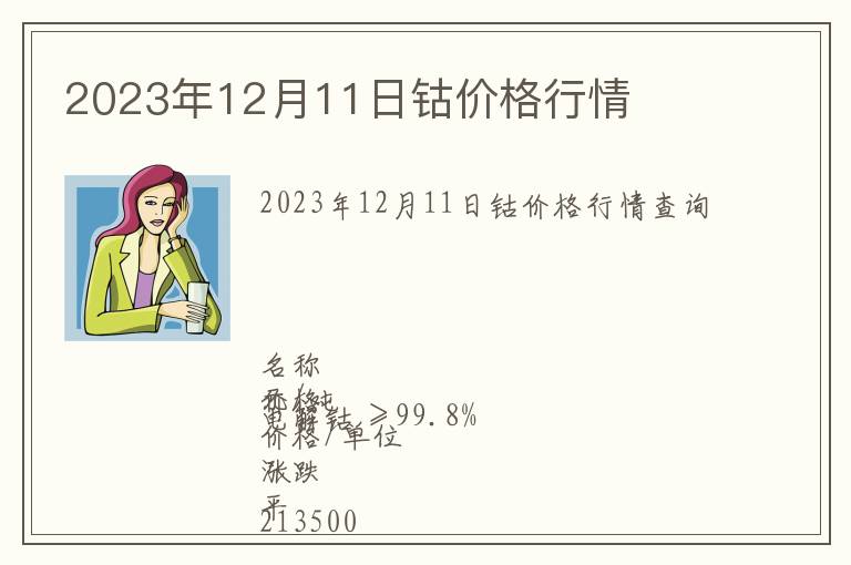 2023年12月11日钴价格行情